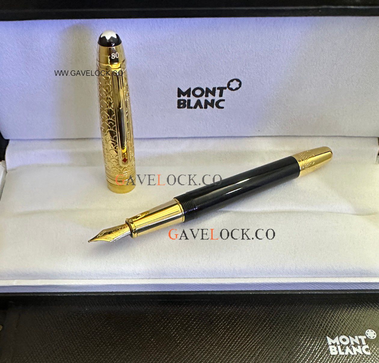 AAA Copy Montblanc Meisterstuck 145 Black & Gold Cap Fountain Pen